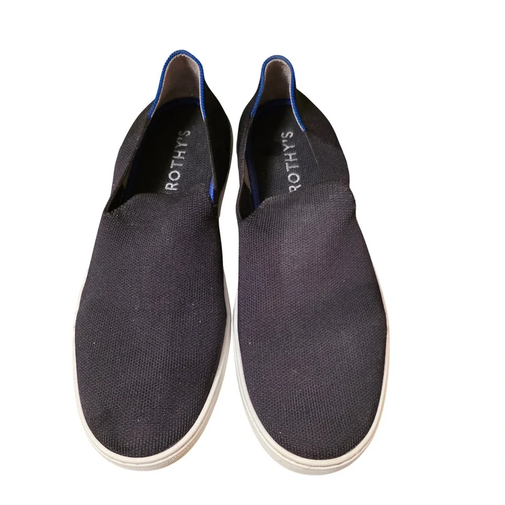 Rothys The Sneaker Black Solid Slip On Knit Shoes Womens 10.5